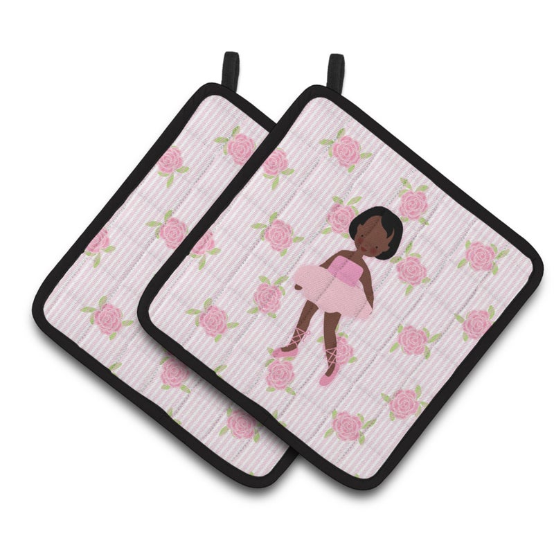 Caroline's Treasures ""Caroline's Treasures Ballerina African American Short Hair Pair of Pot Holders  7.5HX7.5W  Multicolor"" 