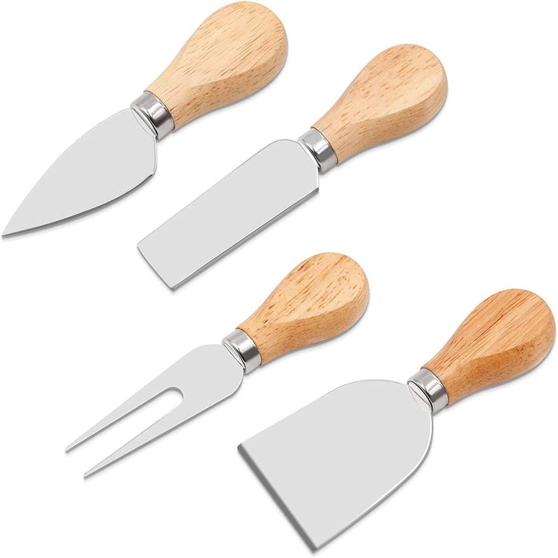 FASHION.HOME Premium Cheese Knife Set with Wooden Handle Stainless Steel Fork for Cutting Cheese, Butter, Pizza and Dessert – by FASHION.HOME (Random Colors), (4pec)) - Image 2