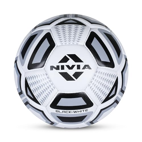 Nivia BLACK & WHITE Rubber Football ( Size: 4, Color : Black/White, Ideal for : Training/Match ) - Image 1