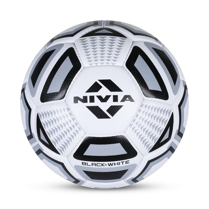 Nivia BLACK & WHITE Rubber Football ( Size: 4, Color : Black/White, Ideal for : Training/Match ) - Image 5