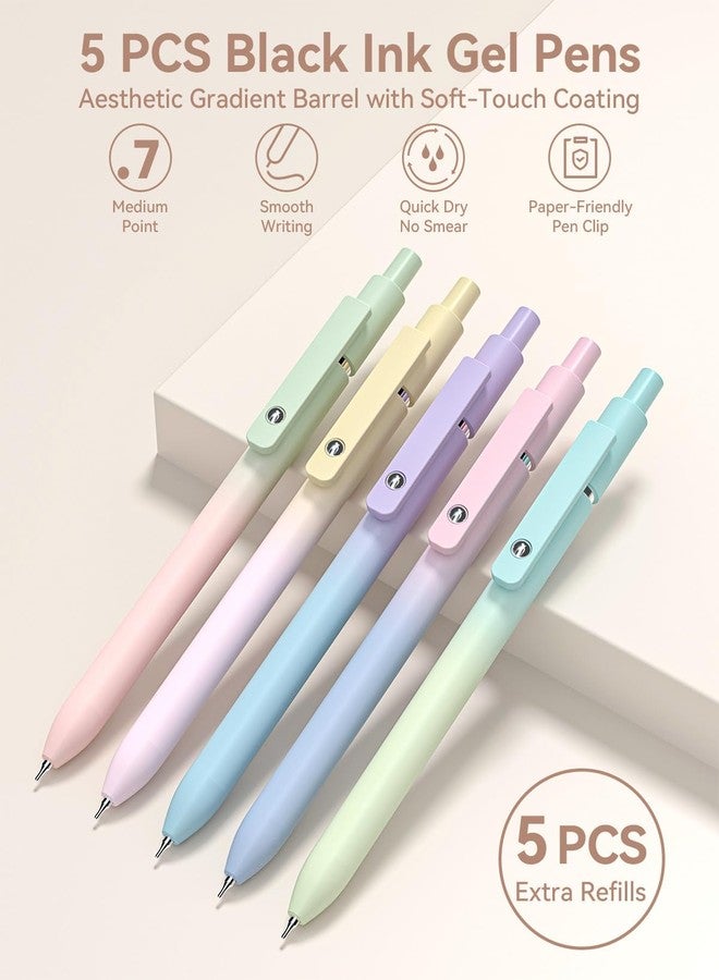 Four Candies 39 PCS Cute School Supplies with Pen Case for Girls - 5 Black Ink Gel Pens, 12 Pastel Highlighters, 6 Aesthetic Mechanical Pencils Set for Stationary College Essentials (Cream) - Image 4