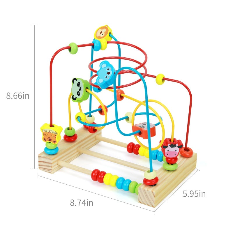 Qzmtoy Bead Maze Toy For Toddlers Wooden Bead Toys Colorful Roller Coaster Preschool Educational Toys For Kids Classic Birthdday Gift For Toddlers Baby Infant Boys Girls - Image 3