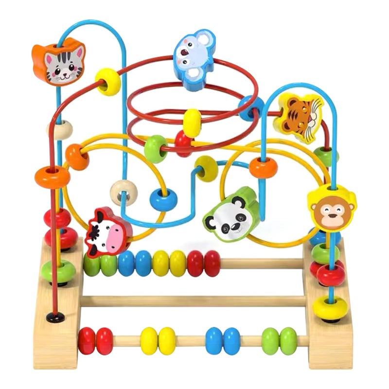 Qzmtoy Bead Maze Toy For Toddlers Wooden Bead Toys Colorful Roller Coaster Preschool Educational Toys For Kids Classic Birthdday Gift For Toddlers Baby Infant Boys Girls - Image 1