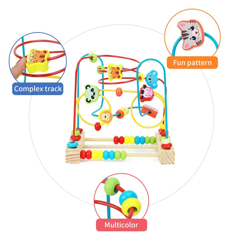 Qzmtoy Bead Maze Toy For Toddlers Wooden Bead Toys Colorful Roller Coaster Preschool Educational Toys For Kids Classic Birthdday Gift For Toddlers Baby Infant Boys Girls - Image 2