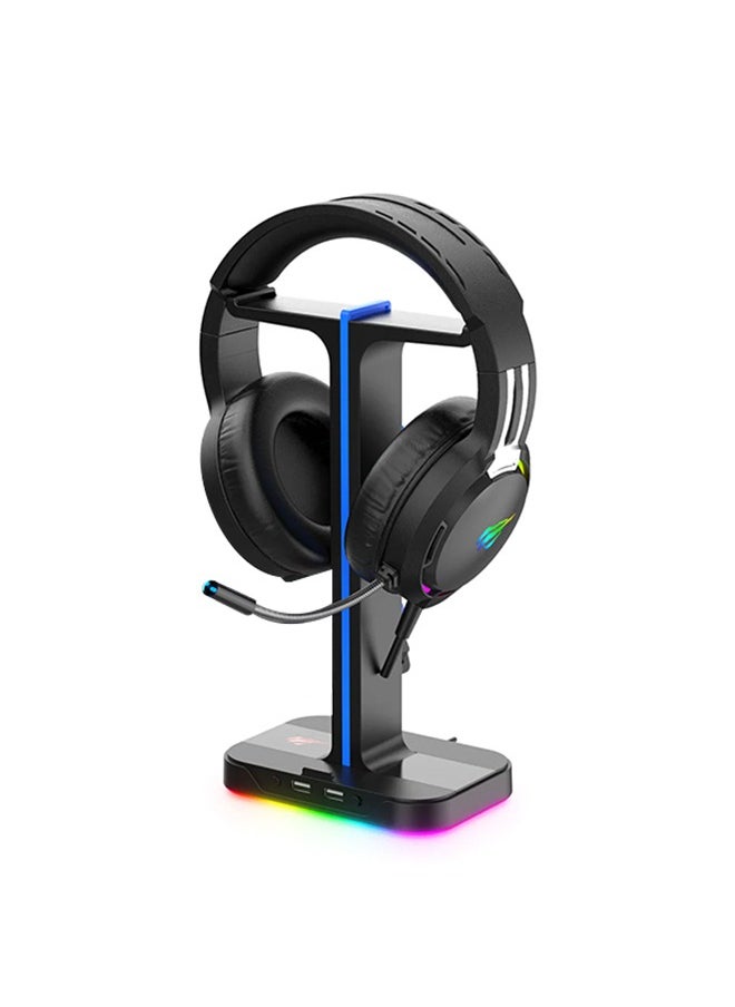 havit - Universal Headphone Holder, RGB Headphones Stand with 2 USB 2.0 Ports, Colorful Breathing Light Effects for Home Gaming Office - Image 1