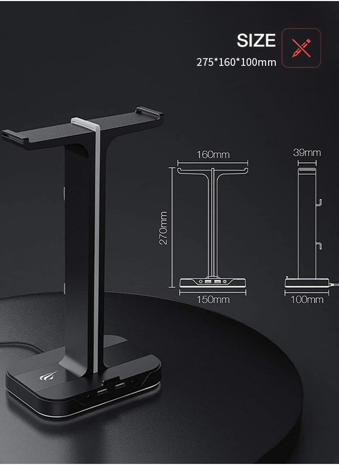 havit - Universal Headphone Holder, RGB Headphones Stand with 2 USB 2.0 Ports, Colorful Breathing Light Effects for Home Gaming Office - Image 1