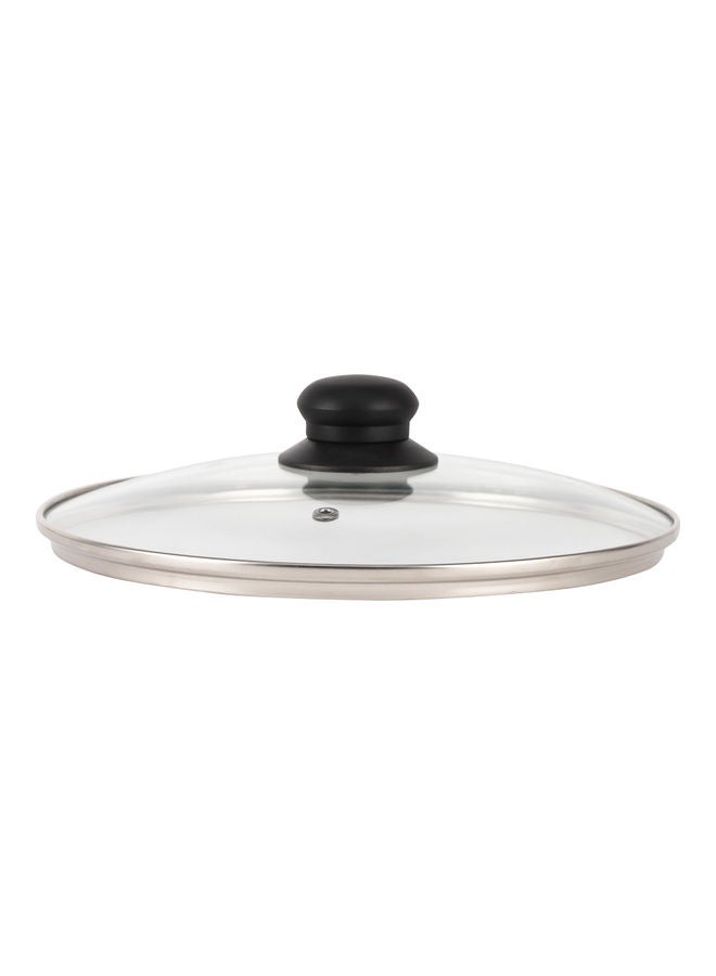 Royalford 26 CM Tempered Glass Lid With Bakelite Knob- RF11726 3.8 MM Thickness, Transparent Lid With Stainless Steel Frame Equipped With Steam Release Vent TRANSPARENT 26cm - Image 4