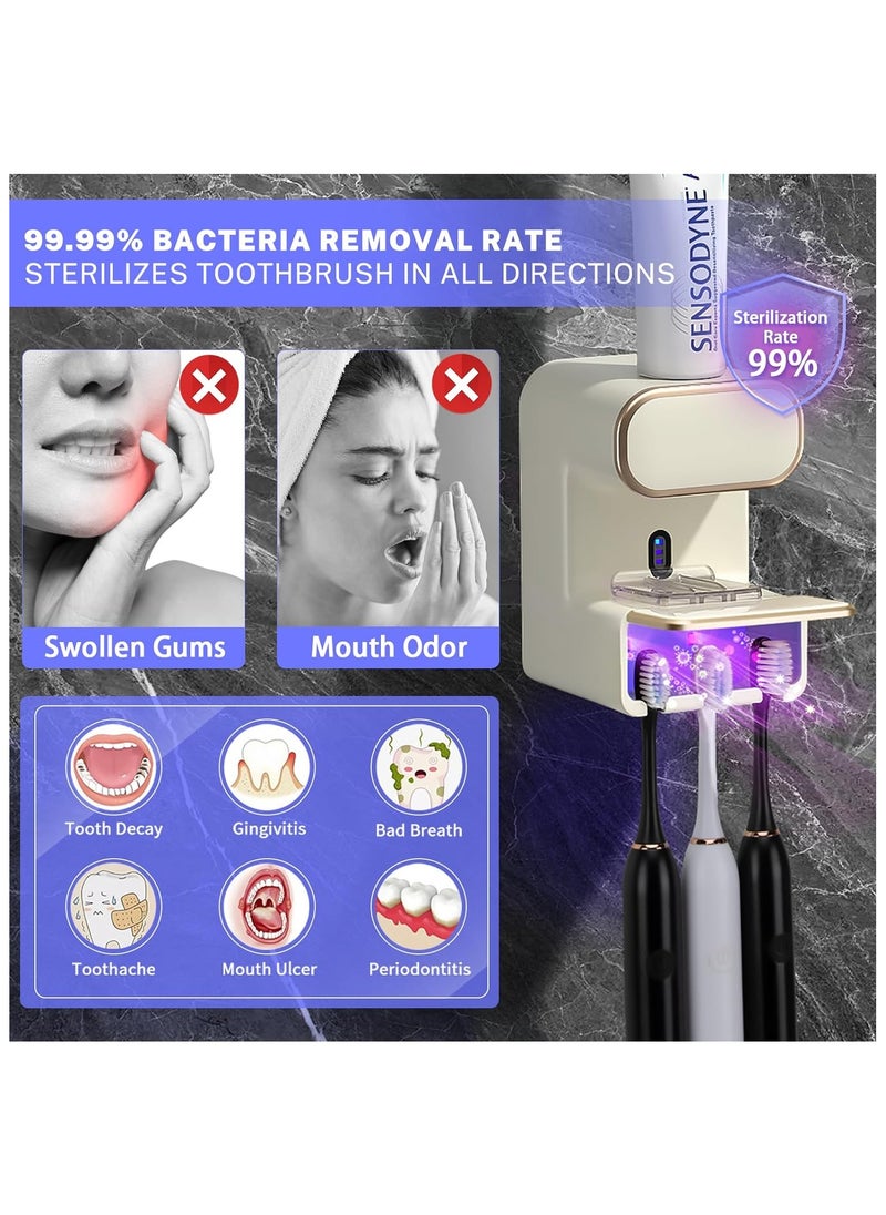 Generic Automatic Toothpaste Dispenser, Wall Mounted Electric Toothpaste Dispenser with 3 Toothpaste Slots, Toothpaste Dispenser for Kids and Adults, White  - Image 3