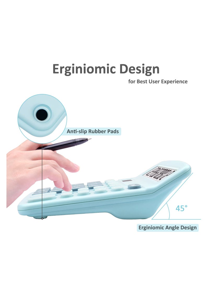 SOLARAE 2 Pack Solar Battery Calculators, Standard Functional Desktop Calculators, 12 Digit Extra Large LCD Display, Suitable for Office, Home, School (Blue, Pink) - Image 5