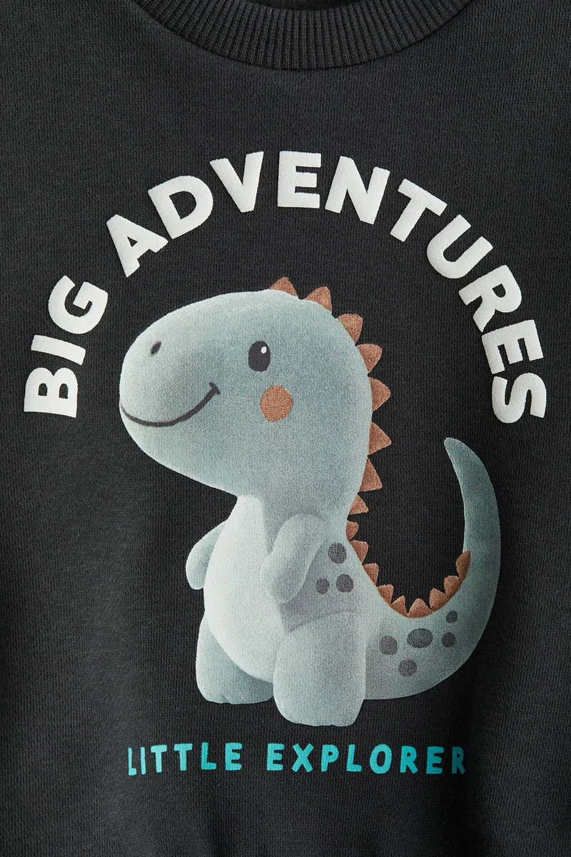 H&M Motif-detail brushed-inside sweatshirt