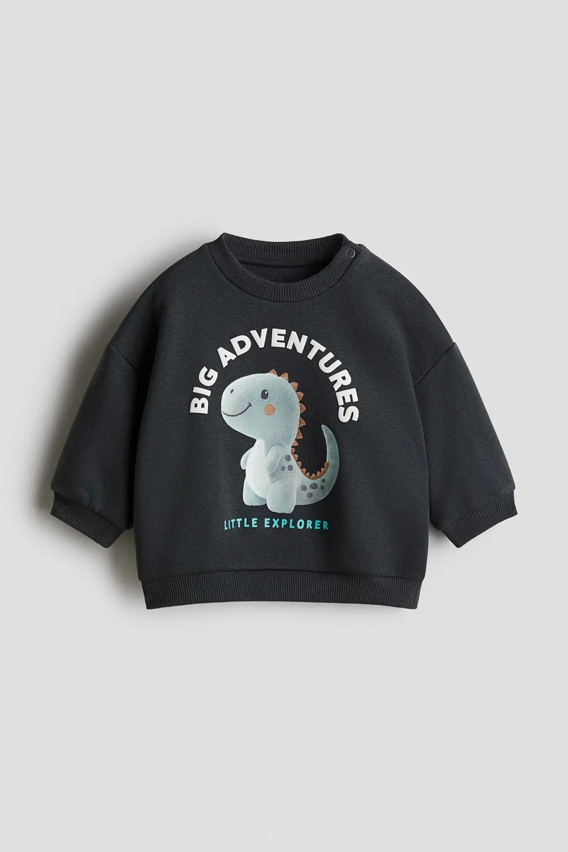 H&M Motif-detail brushed-inside sweatshirt