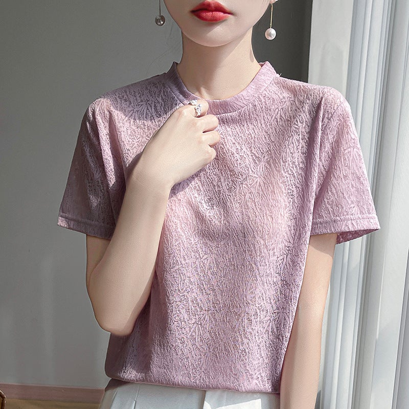 2025 Summer Fashion Trend Jacquard Lyocell Tencel Short Sleeves - Image 1