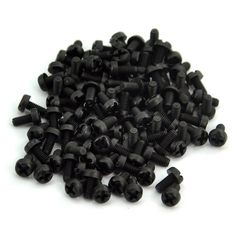 Electronics-Salon 100Pcs M3 X 6Mm Nylon Machine Screw, Black, Combination Phillips-Slotted Drive, Pan Head, Metric - Image 1