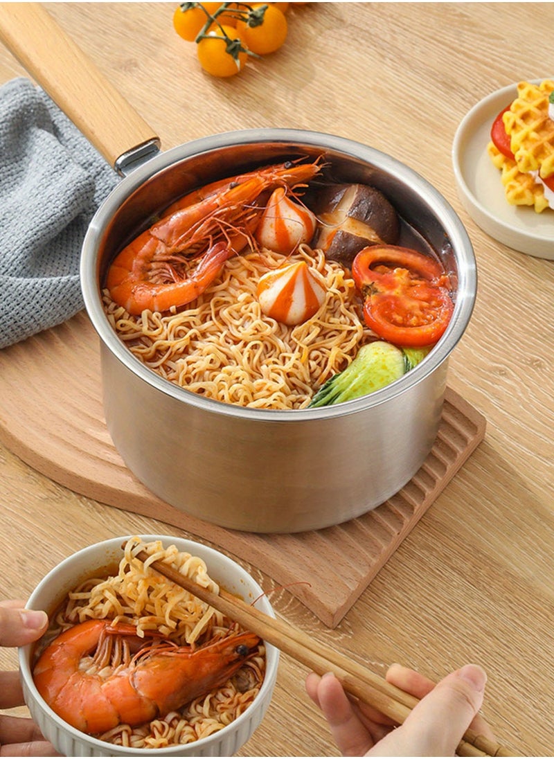 Fry Pan Stainless Steel Cookware Set Multi Use Frying Pan with Frying Basket Glass Lid 304 SUS Non-Stick Saucepan Deep Frying Pot Boiler Milk Pan for Induction Gas Stoves