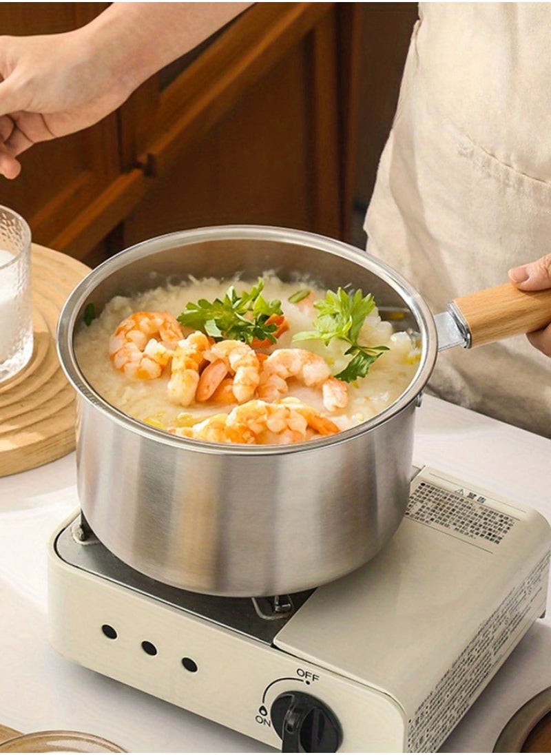Fry Pan Stainless Steel Cookware Set Multi Use Frying Pan with Frying Basket Glass Lid 304 SUS Non-Stick Saucepan Deep Frying Pot Boiler Milk Pan for Induction Gas Stoves