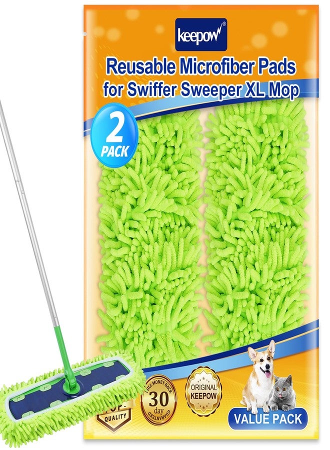 KEEPOW Reusable XL Mop Pads Compatible with Swiffer XL Sweeper, X-Large Dry Sweeping Cloths & Wet Mopping Cloths, Washable Microfiber XL Wet Pads Refills for Surface/Hardwood Floor Cleaning, 2 Pack - Image 1