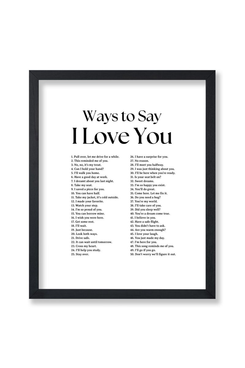 Poster Master Ways To Say I Love You Poster - Retro Motivational Print - Valentine's Day Art - Positive Quote Art - Love Art - Typography Art - Romantic Living Room Decor - 8x10 UNFRAMED Wall Art - Image 1