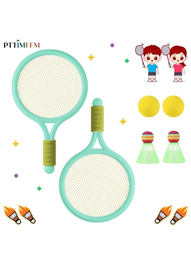 PTTIMFFM Kids Tennis & Badminton Racket Set，1 Pair Rackets with 2 Balls, Fun Indoor/Outdoor Sports Toy for Boys & Girls, Durable and Lightweight Design for Toddlers & Children (Style 1) - Image 1