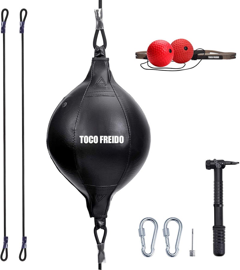 TOCO FREIDO Double End Punching Ball, Speed Bag with 2 Difficulty Levels Boxing Reflex Ball with Headband, Perfect for Reaction, Agility, Punching Speed, Fight Skill and Hand Eye Coordination Training - Image 1