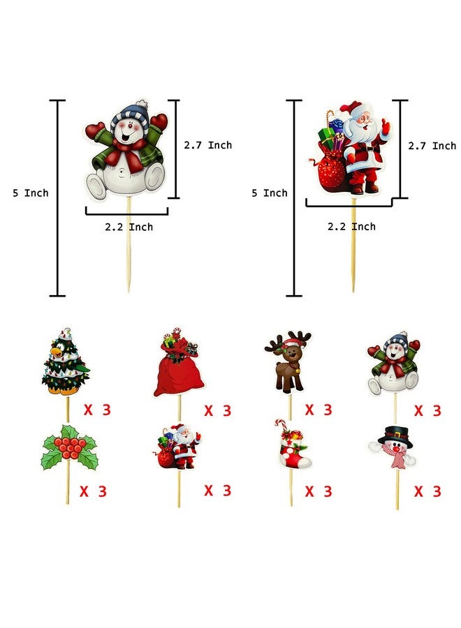 TSJ 24PCS Christmas Cupcake Toppers Picks Cake Dessert Decorations Stick Toothpicks Xmas Party Supplies - Image 5