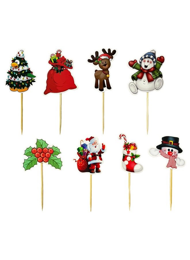 TSJ 24PCS Christmas Cupcake Toppers Picks Cake Dessert Decorations Stick Toothpicks Xmas Party Supplies - Image 1
