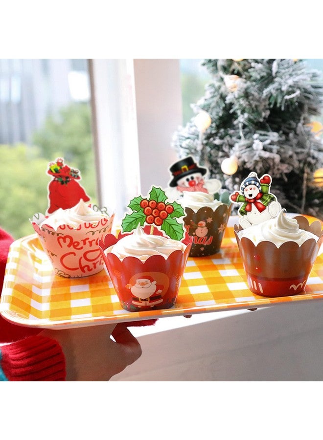 TSJ 24PCS Christmas Cupcake Toppers Picks Cake Dessert Decorations Stick Toothpicks Xmas Party Supplies - Image 3