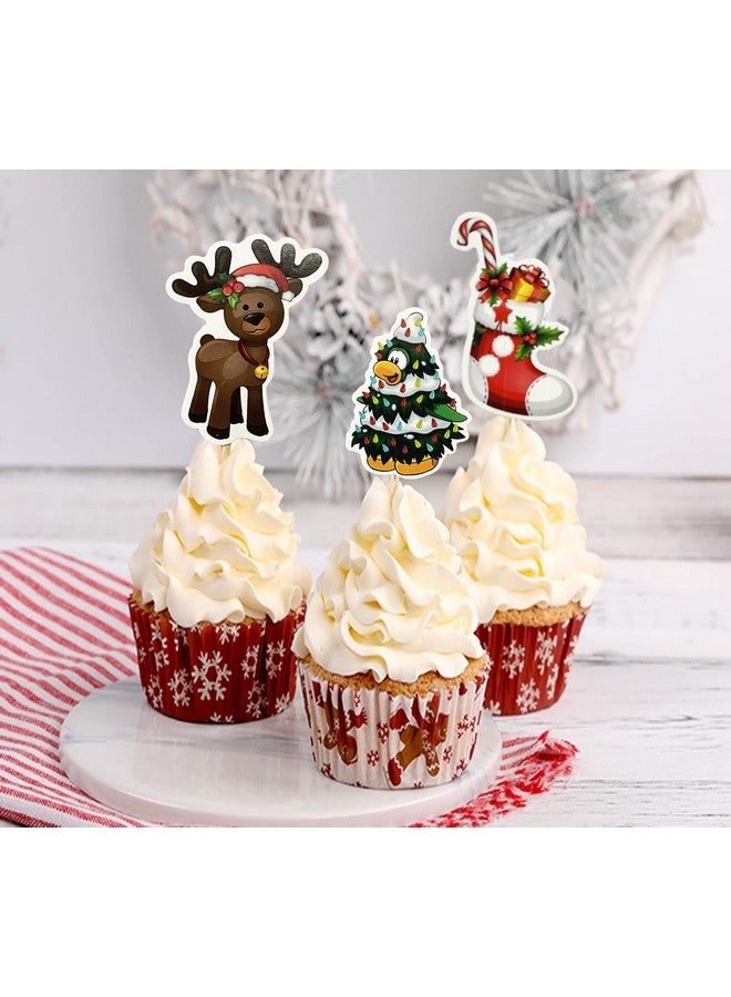TSJ 24PCS Christmas Cupcake Toppers Picks Cake Dessert Decorations Stick Toothpicks Xmas Party Supplies - Image 4