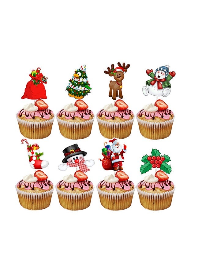 TSJ 24PCS Christmas Cupcake Toppers Picks Cake Dessert Decorations Stick Toothpicks Xmas Party Supplies - Image 2