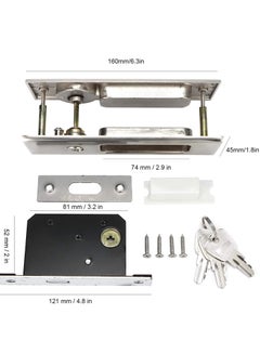 SYOSI Privacy Pocket Door Lock Hardware with Key Recessed Sliding Door Mortise Lock, Double Barn Door Lock Invisible Furniture Hardware for 38mm 55mm Thickness Door  - Image 4