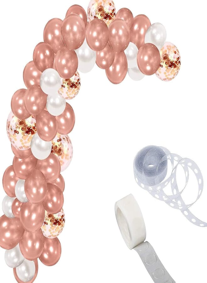 Secret Balloon Arch Garland Kit - 112Pcs - Rose Gold Confetti Balloon Garland for Wedding Birthday Baby Shower Party Decorations(Rose Gold, White) , 2725611201834