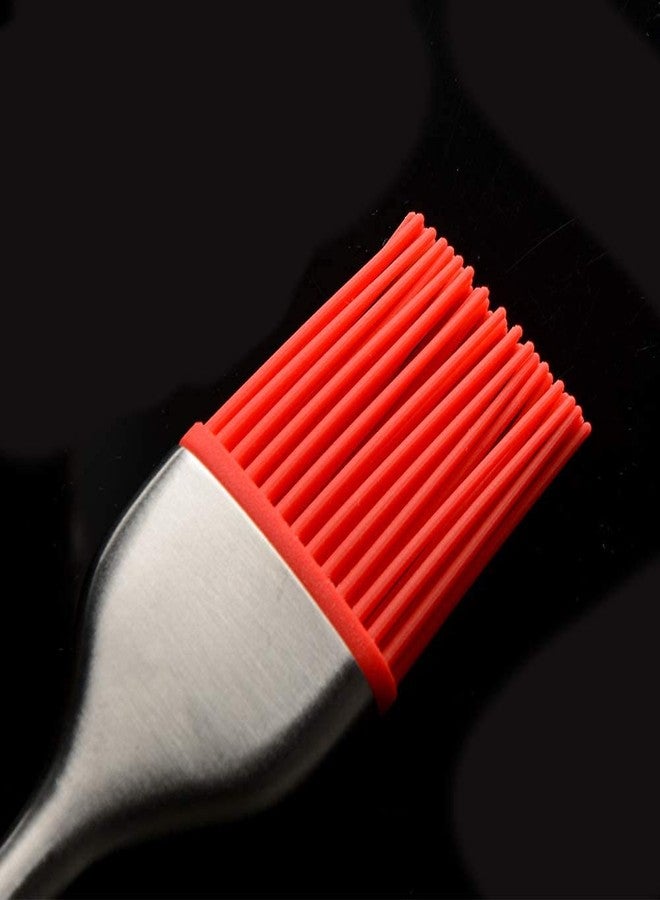 Baskety Basting Brush Stainless Steel Pastry Brush with Backup Silicone Head Flexible Kitchen Brush 12 + 9 Inch (Red, Pack of 2) - Image 3