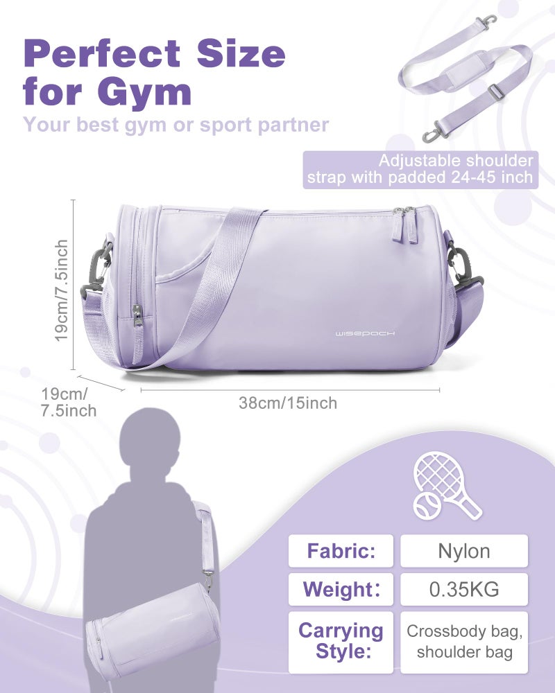 WISEPACK Small Gym Bag for Women,Waterproof Workout Bag Mini Duffle Bag Womens Spotrs Gym Bags Small Travel Duffel Bag with Wet Pocket Carry on Weekender Bags for Dance Swimming,Gym,Yoga,Fitness Purple - Image 2