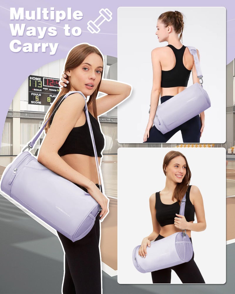 WISEPACK Small Gym Bag for Women,Waterproof Workout Bag Mini Duffle Bag Womens Spotrs Gym Bags Small Travel Duffel Bag with Wet Pocket Carry on Weekender Bags for Dance Swimming,Gym,Yoga,Fitness Purple - Image 4