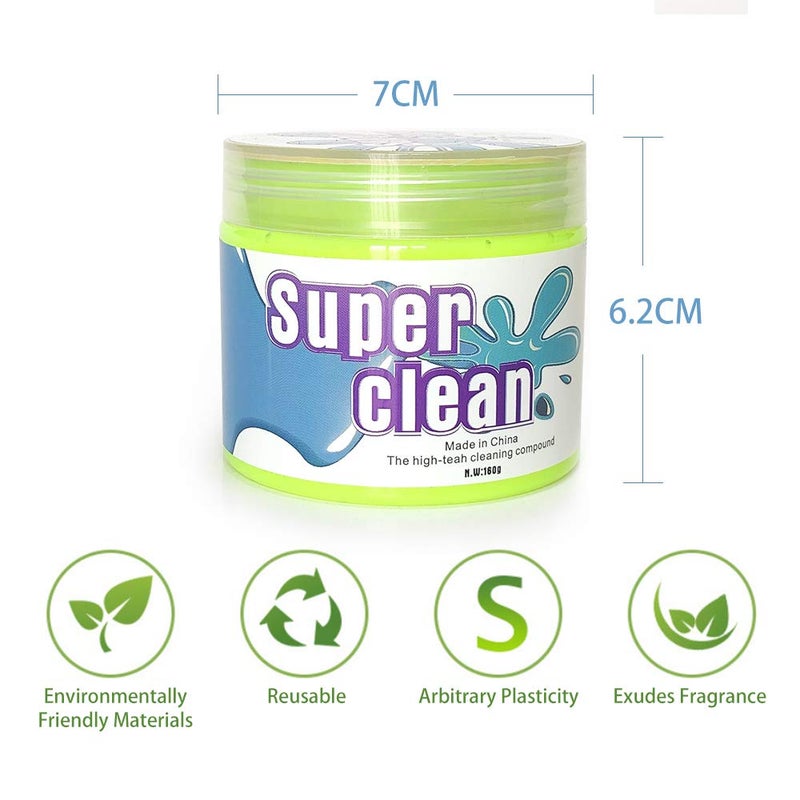 Car Cleaning Glue 160g Yellow - Reusable 95% Biodegradable No-Residue Keyboard Cleaning Mud for Car Interiors Electronic Devices Public Computer Users - Image 3