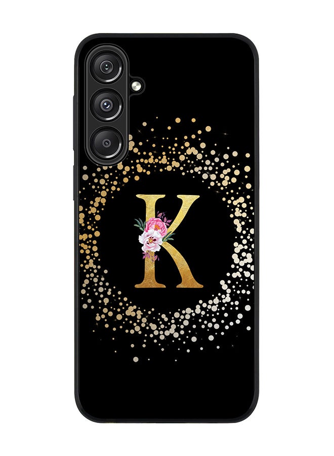 Stylizedd For Samsung Galaxy A16 / A16 5G Case,Slim fit Camera Protection, Shockproof Thin Phone cover - Custom Monogram Floral - K ( Black ) - Image 1