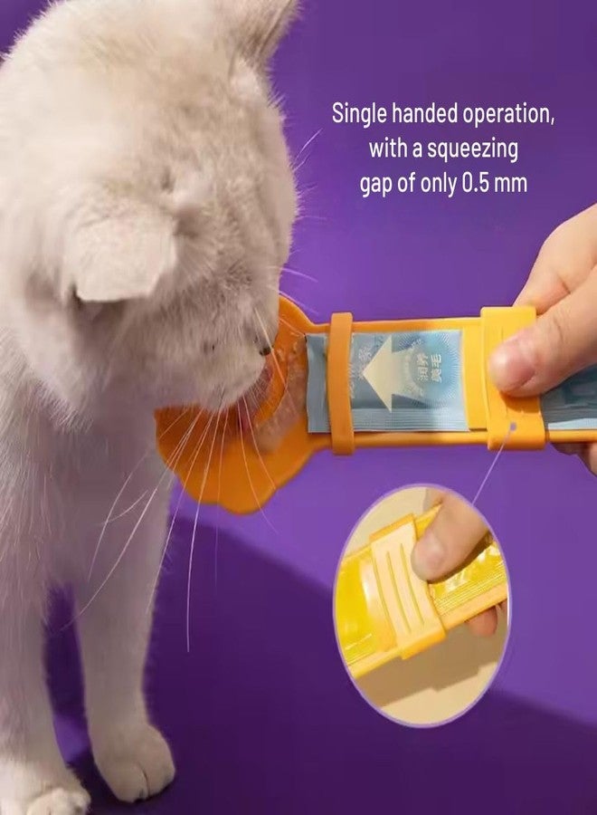 PET FUN ملعقة توزيع شرائح الطعام الكريمية للقطط من بيت فن | أداة ضغط طعام الحيوانات الأليفة للقطط والكلاب | خالية من مادة BPA، لا تسبب فوضى، مقبض مريح | ملعقة طعام رطب ومكافآت قابلة لللعق (أصفر، عبوة من قطعة واحدة) - Image 5