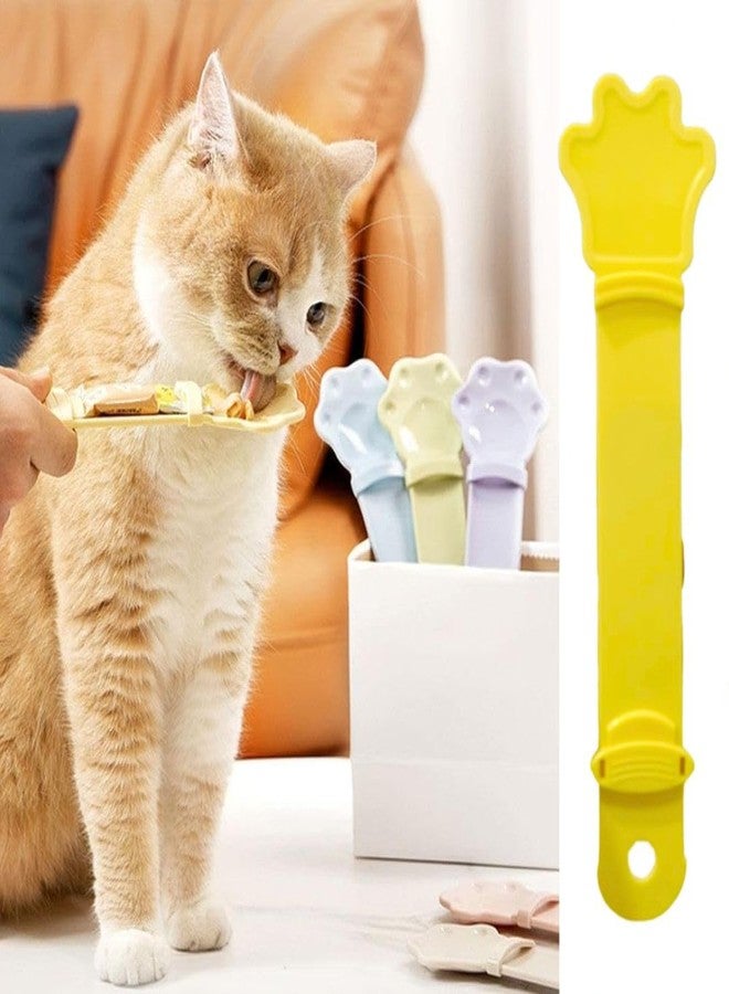 PET FUN ملعقة توزيع شرائح الطعام الكريمية للقطط من بيت فن | أداة ضغط طعام الحيوانات الأليفة للقطط والكلاب | خالية من مادة BPA، لا تسبب فوضى، مقبض مريح | ملعقة طعام رطب ومكافآت قابلة لللعق (أصفر، عبوة من قطعة واحدة) - Image 1