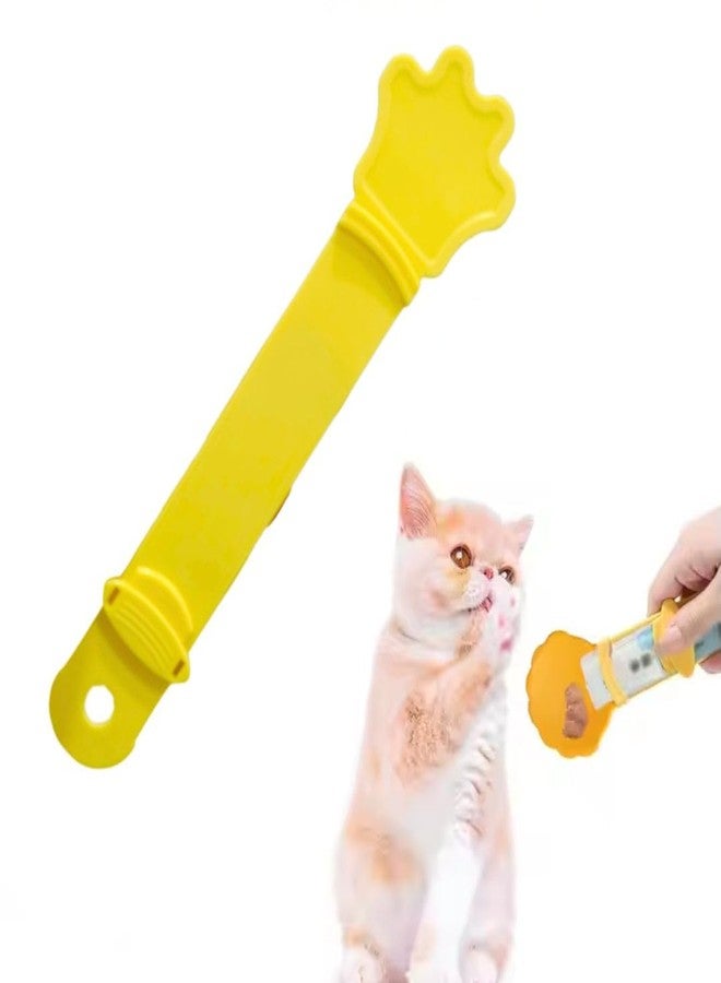 PET FUN ملعقة توزيع شرائح الطعام الكريمية للقطط من بيت فن | أداة ضغط طعام الحيوانات الأليفة للقطط والكلاب | خالية من مادة BPA، لا تسبب فوضى، مقبض مريح | ملعقة طعام رطب ومكافآت قابلة لللعق (أصفر، عبوة من قطعة واحدة) - Image 2