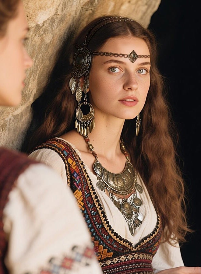 L'VOW Norse Valkyrie Gold Headband Gypsy Headpiece Vintage Hair Chain Accessory for LARP Renaissance Viking Wedding, Bronze - Image 5