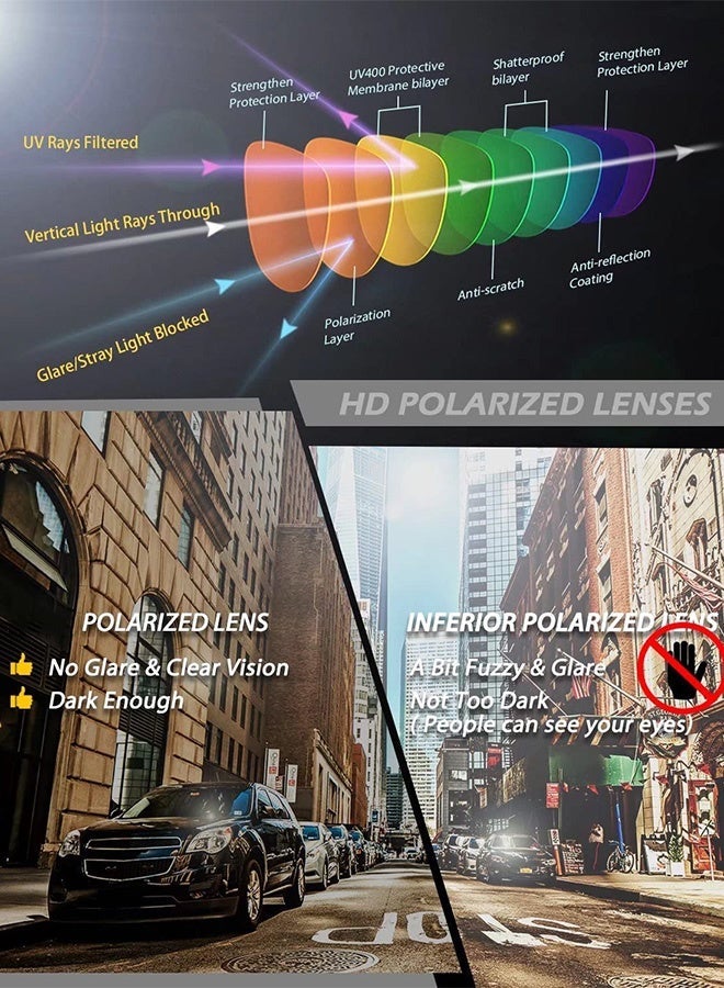 AZorb Men's Sunglasses Women Men Classic Design Square Sports Sun Glassess UV400 Protection Eye Glasses Accessories for Driving Travle Shades - Image 2