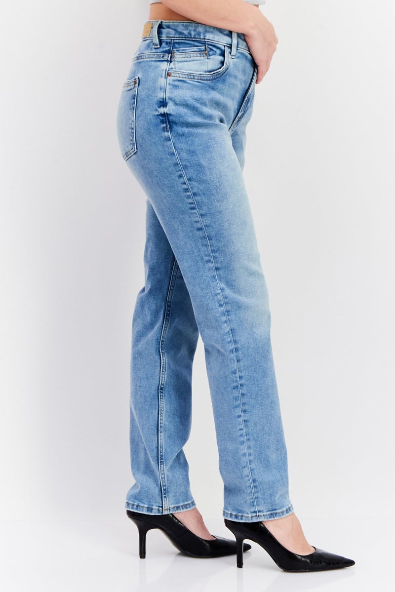 ESPRIT Women Slim Fit Washed Stretchable Denim Jeans, Blue - Image 2