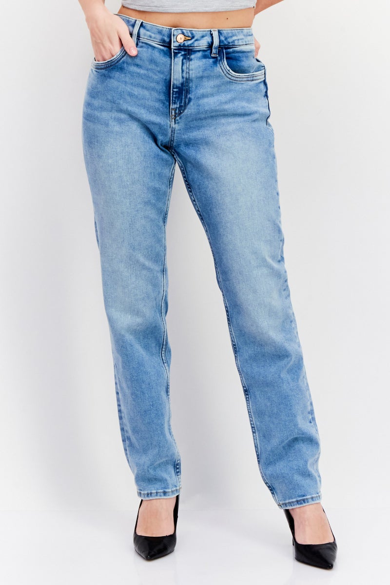 ESPRIT Women Slim Fit Washed Stretchable Denim Jeans, Blue - Image 1