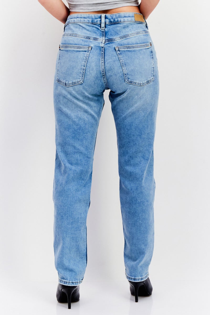 ESPRIT Women Slim Fit Washed Stretchable Denim Jeans, Blue - Image 3