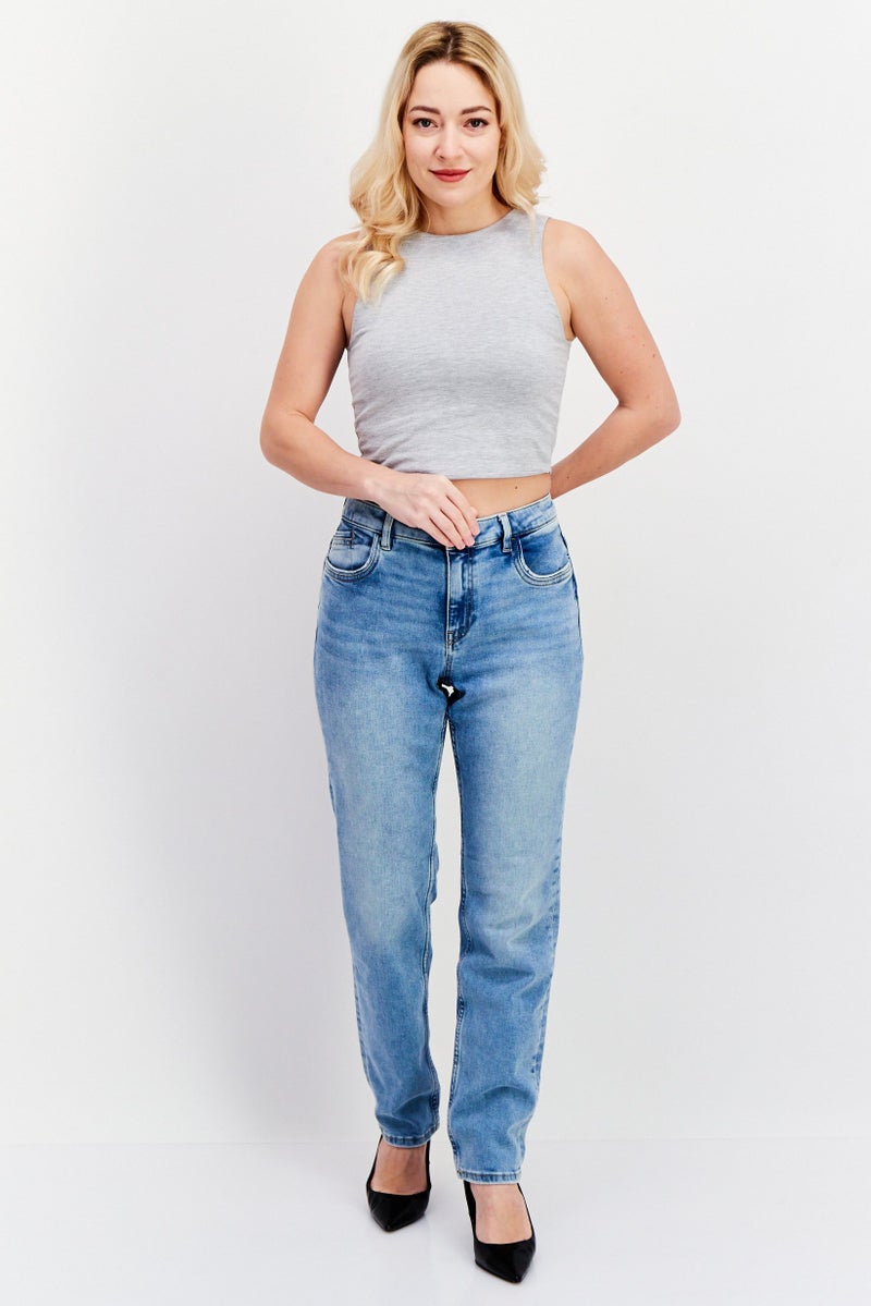 ESPRIT Women Slim Fit Washed Stretchable Denim Jeans, Blue - Image 4