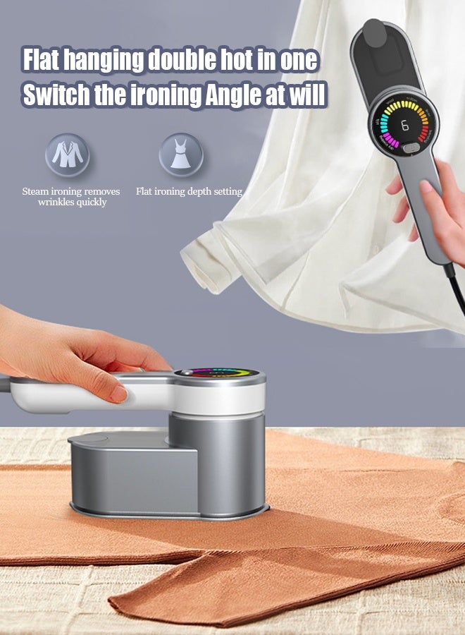 Handheld Steam Iron, 1200W Foldable Travel Iron with Smart Electronic Screen Displays Gear, 180° Rotating Foldable Handheld Garment Steamer, Support Flat and Hanging Pressing for Home and Travel  - Image 4