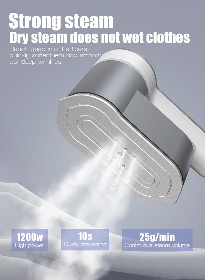 Handheld Steam Iron, 1200W Foldable Travel Iron with Smart Electronic Screen Displays Gear, 180° Rotating Foldable Handheld Garment Steamer, Support Flat and Hanging Pressing for Home and Travel  - Image 2