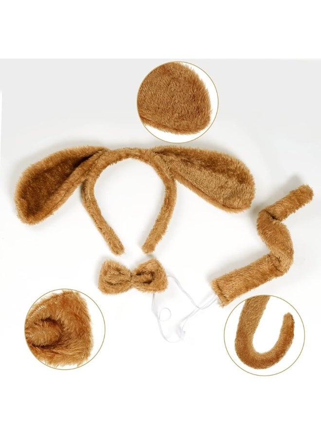 Jmkcoz 6 Pieces Puppy Dog Ears Headband Bowtie Tail for Easter Party Halloween Party Christmas Costume - Image 1