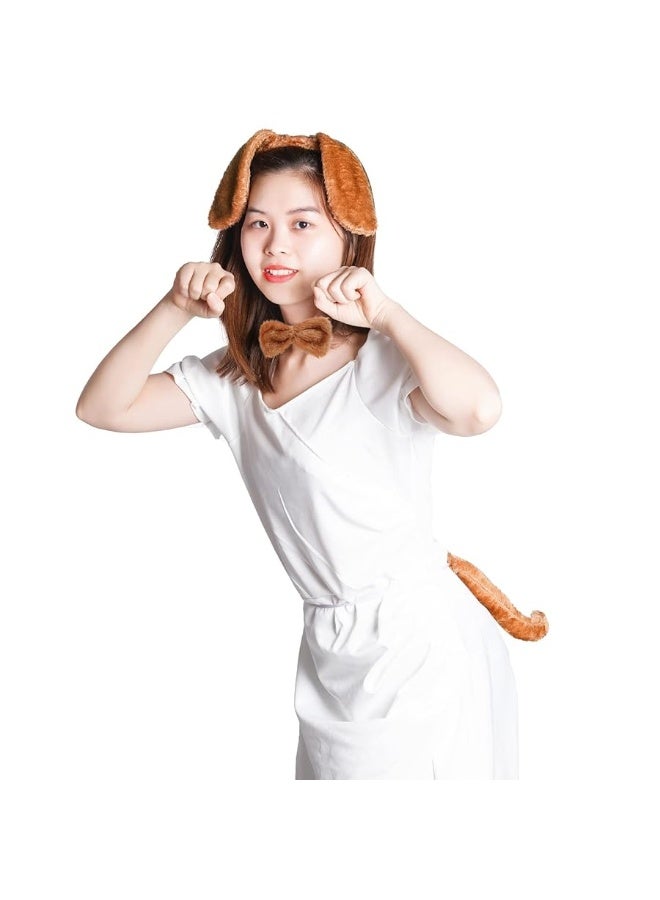 Jmkcoz 6 Pieces Puppy Dog Ears Headband Bowtie Tail for Easter Party Halloween Party Christmas Costume - Image 2