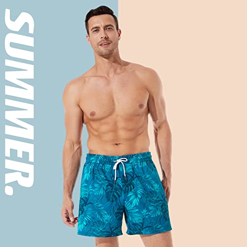 BRISIRA Mens Swim Trunks Bathing Suit 5 Inch Inseam Compression Liner Beach Swim Shorts Swimwear Quick Dry Zipper Pocket - Image 4