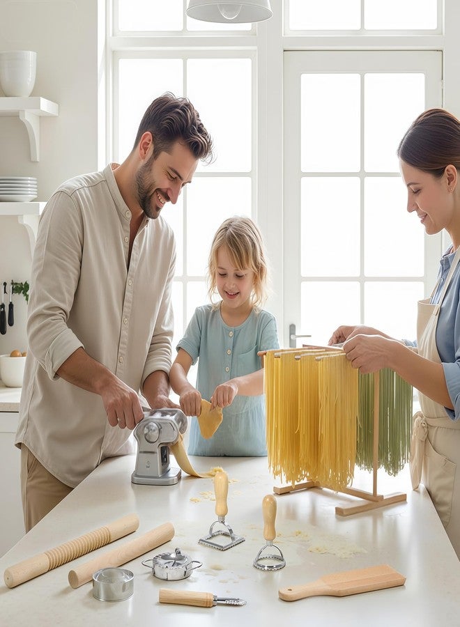 Krbnk Pasta Making Tools, 9 PCS Wood Pasta Making Kit with Pasta Drying Rack, Pasta Roller, Gnocchi Board, Ravioli Cutter Pasta Making Accessories - Image 3